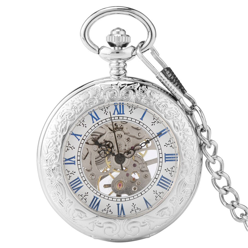 Silver Mechanical Hand Wind Antique Pocket Watch