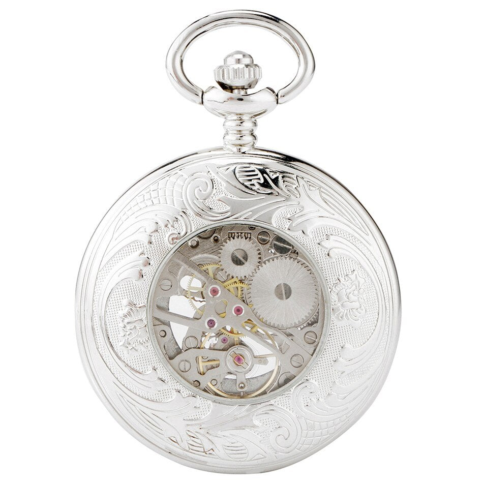 Silver Mechanical Hand Wind Antique Pocket Watch