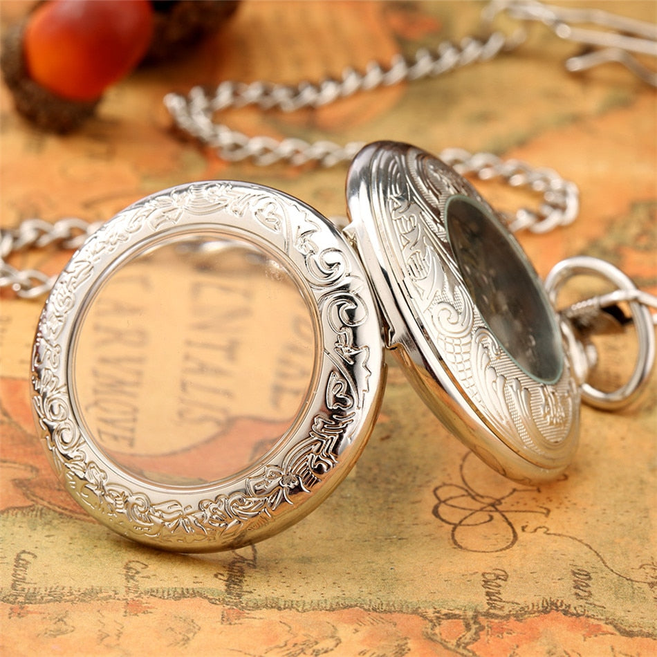 Silver Mechanical Hand Wind Antique Pocket Watch