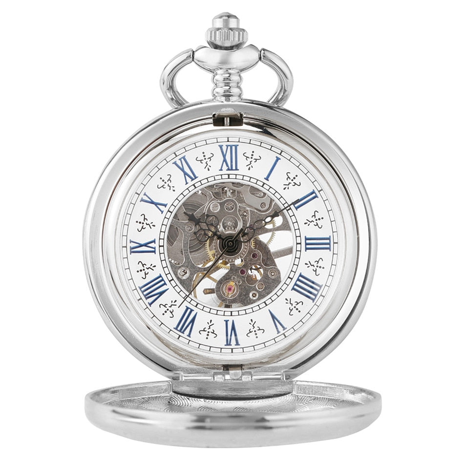 Silver Mechanical Hand Wind Antique Pocket Watch