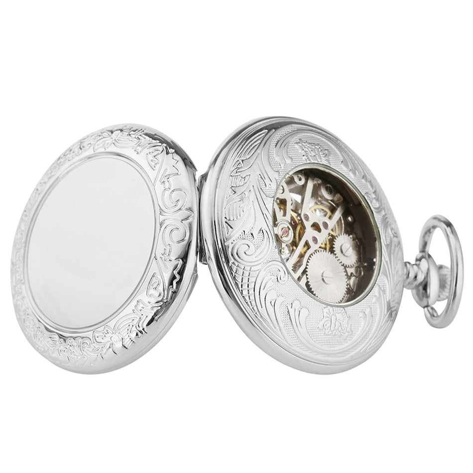 Silver Mechanical Hand Wind Antique Pocket Watch