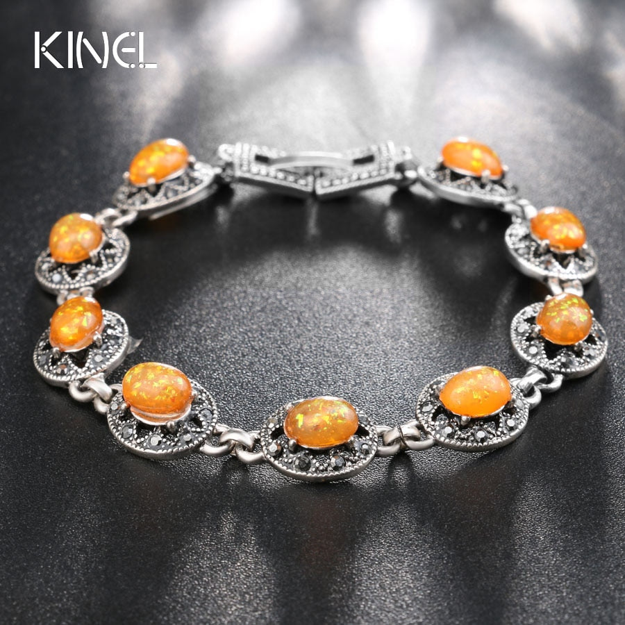 New Blue Opal Bracelet Vintage Crystal Bracelets