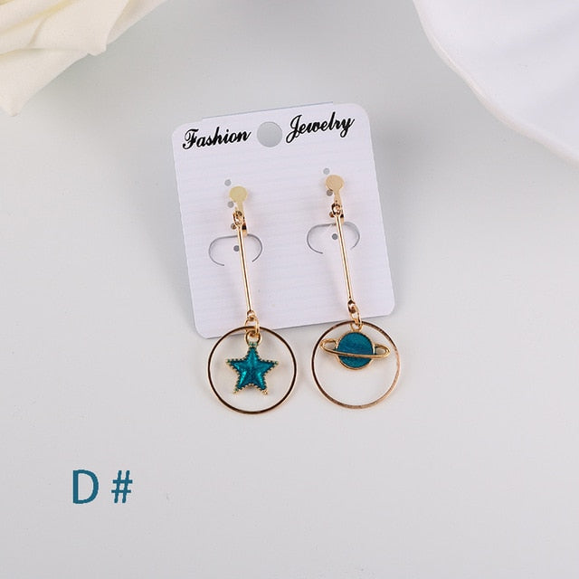 Korea Style Asymmetrical Fresh Enamel  Earrings