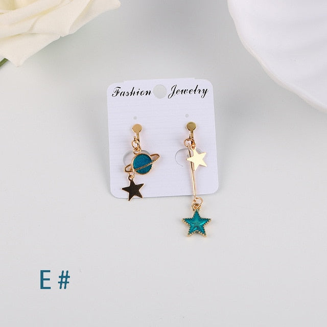 Korea Style Asymmetrical Fresh Enamel  Earrings