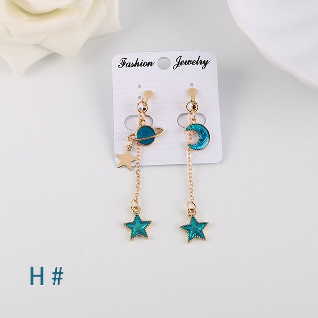 Korea Style Asymmetrical Fresh Enamel  Earrings