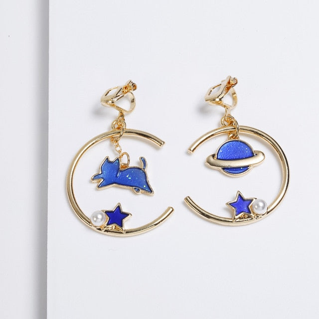 Korea Style Asymmetrical Fresh Enamel  Earrings