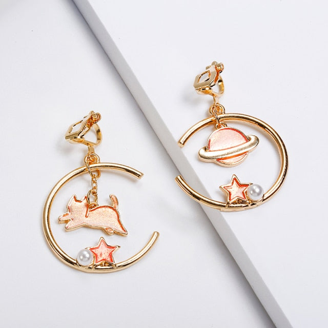 Korea Style Asymmetrical Fresh Enamel  Earrings
