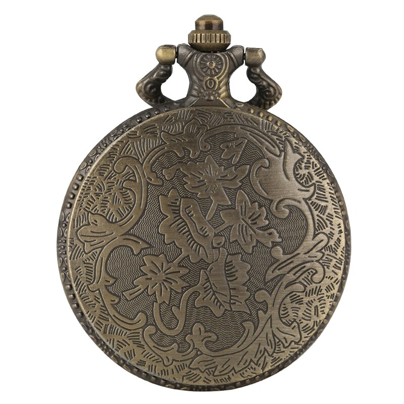 Antique Retro Grandpa Quartz Pocket Watch Bronze Punk Necklace Pendant