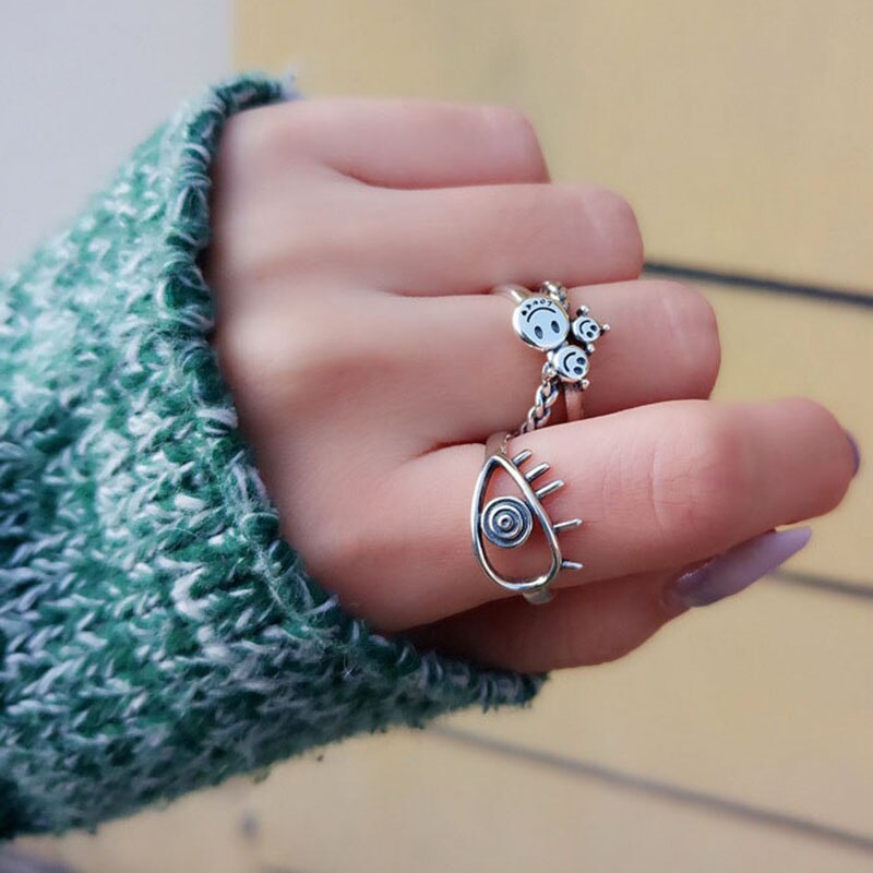 925 Sterling Silver Smiling Face Rings