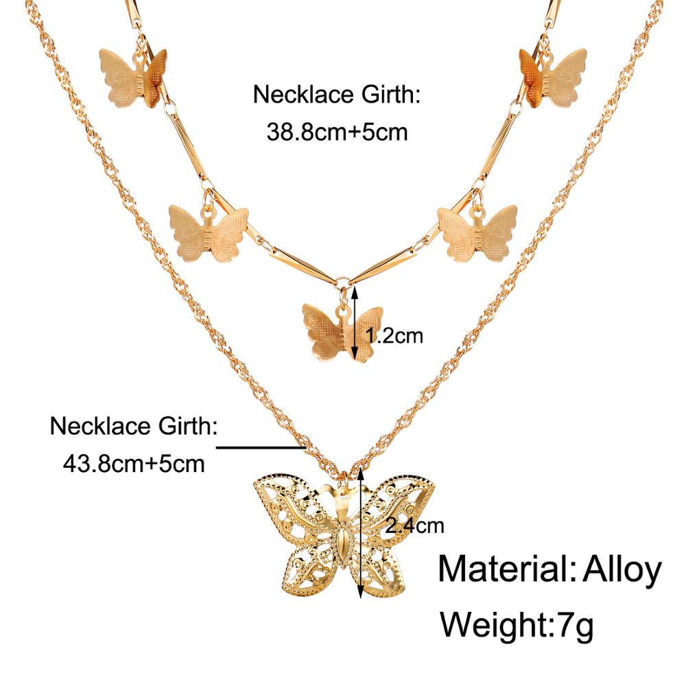 Alloy Double-Layer Clavicle Chain Butterfly Dangle Necklace