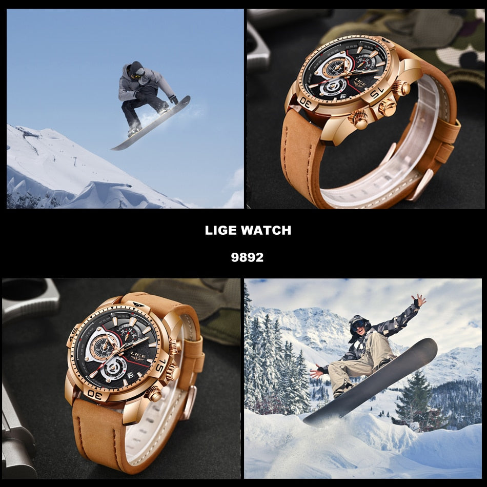 Casual Leather Quartz Clock Male Sport Waterproof Watch