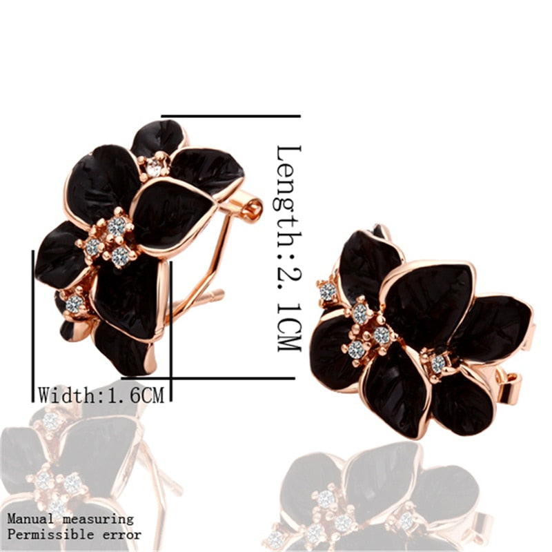 Rose Gold Color Black Painting Bridal Jewelry Sets