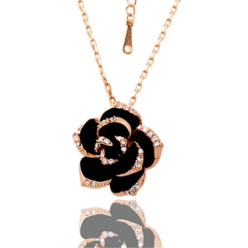 Rose Gold Color Black Painting Bridal Jewelry Sets