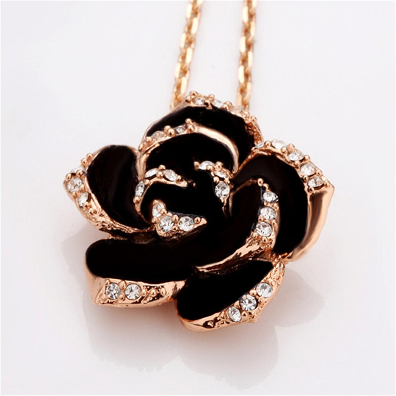 Rose Gold Color Black Painting Bridal Jewelry Sets