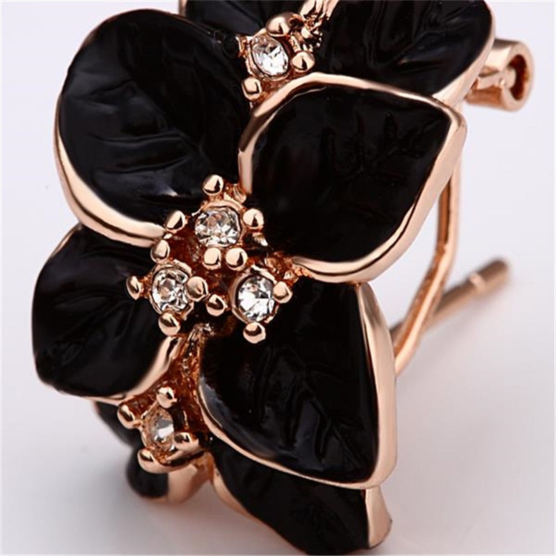 Rose Gold Color Black Painting Bridal Jewelry Sets