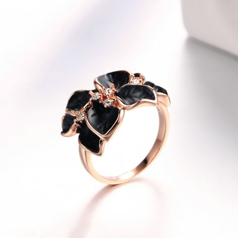 Rose Gold Color Black Painting Bridal Jewelry Sets