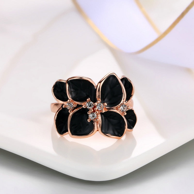 Rose Gold Color Black Painting Bridal Jewelry Sets