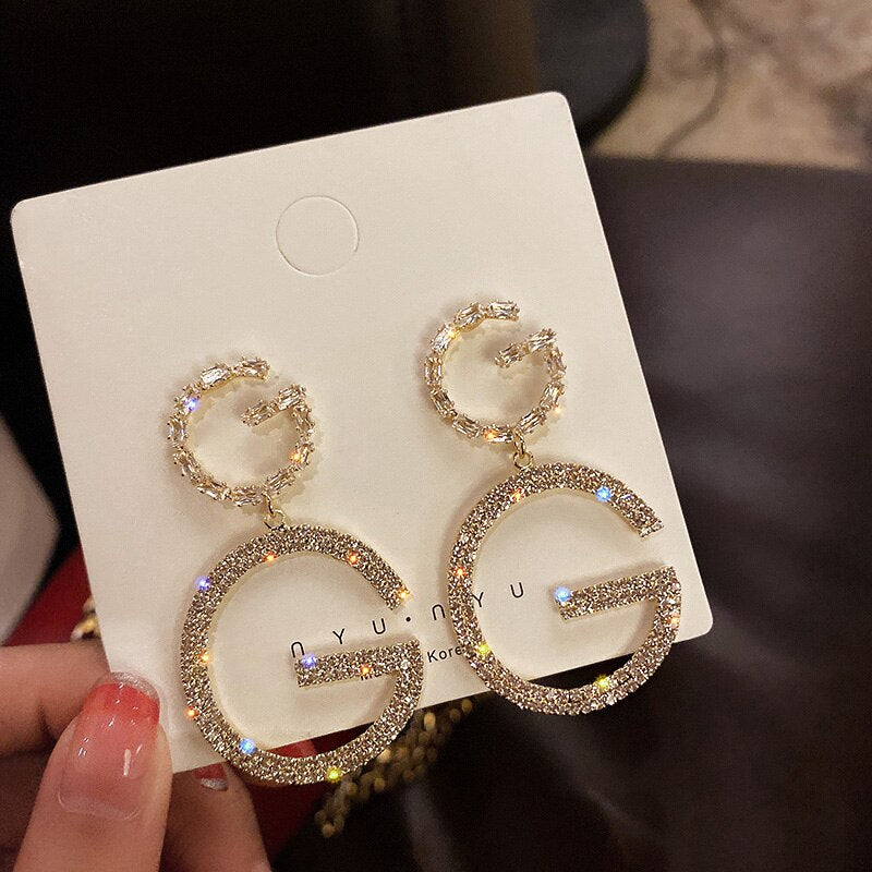 Luxury  Long Chain Letter G Hanging Earrings