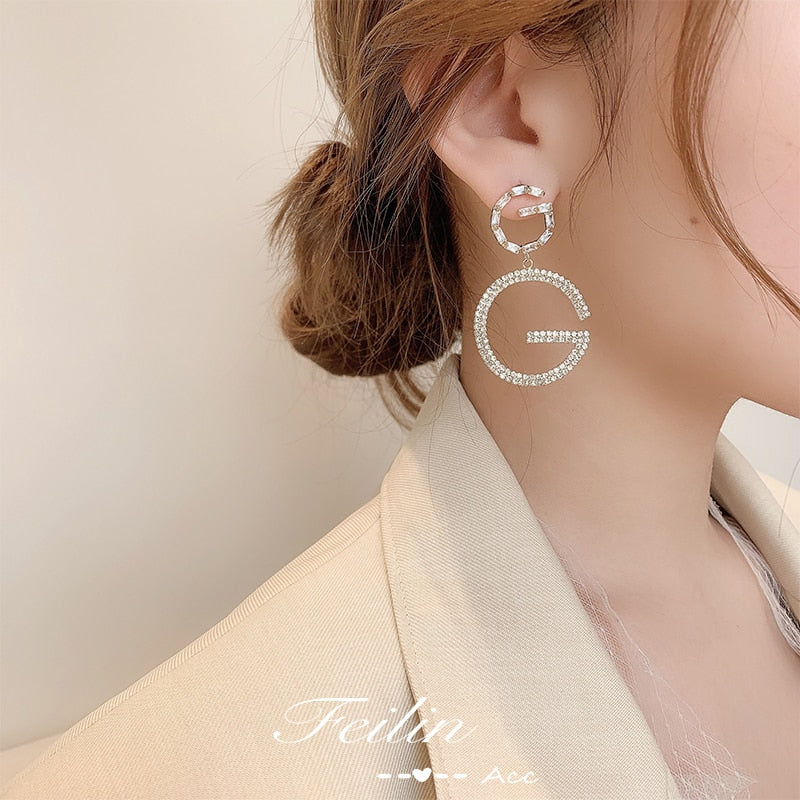 Luxury  Long Chain Letter G Hanging Earrings