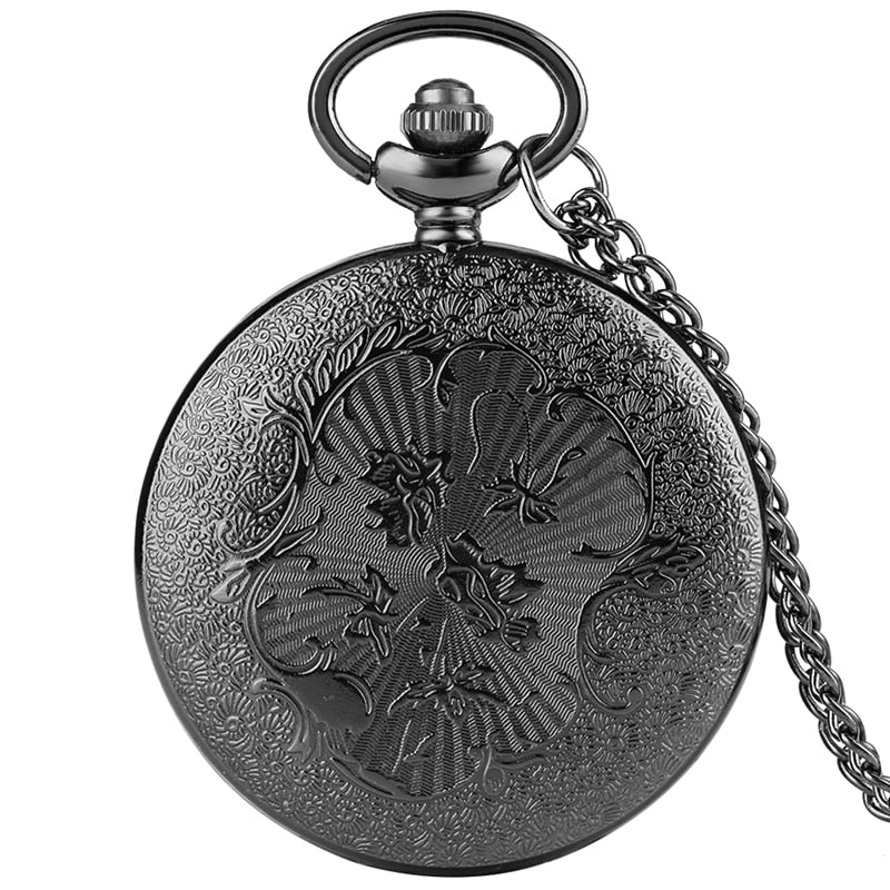 Black Roman Numerals Quartz Pocket Watch