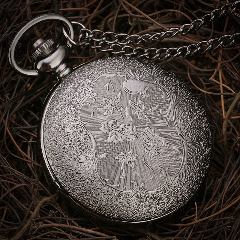 Black Roman Numerals Quartz Pocket Watch