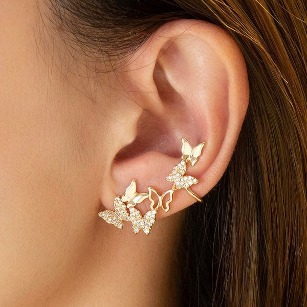 Lindos pendientes de mariposa con clip para mujer