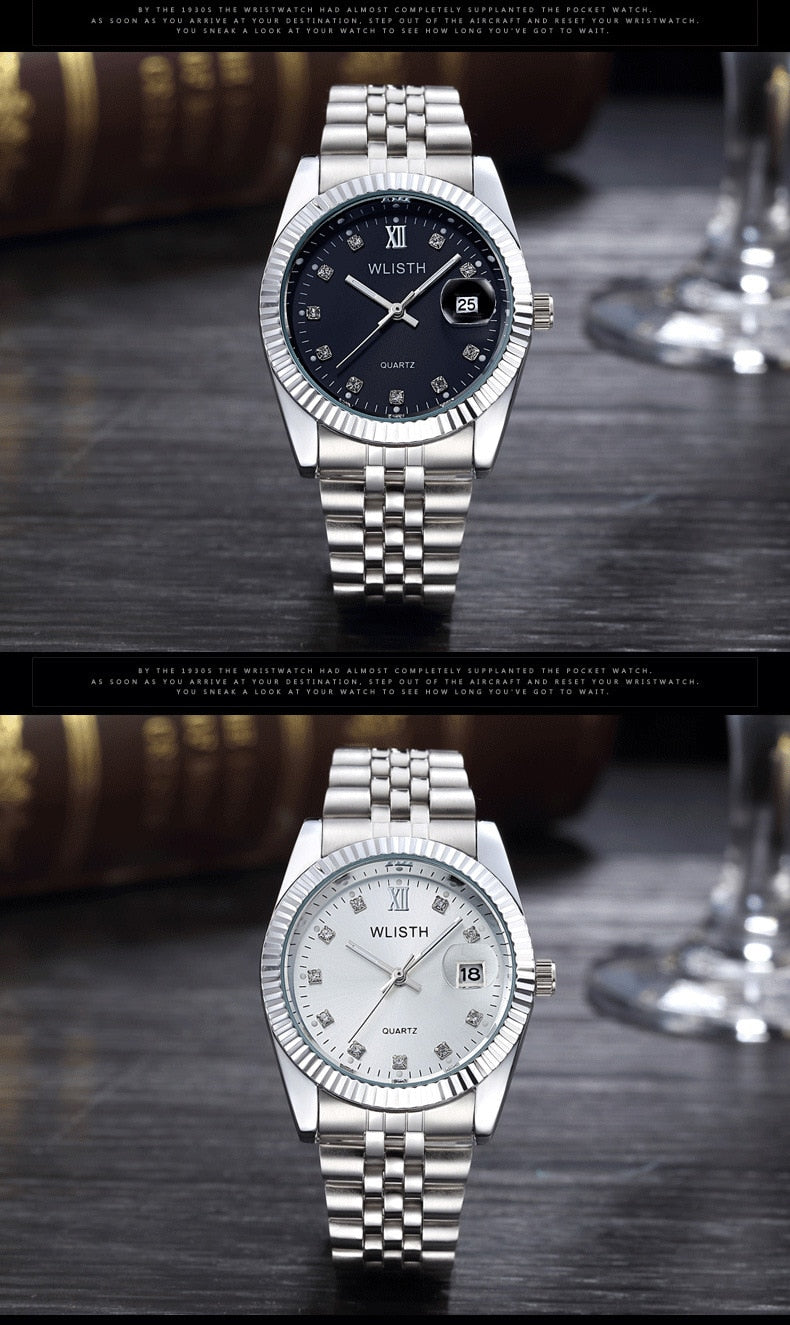 Gold Stainless Steel Wristwatch Luxury Women Waterproof