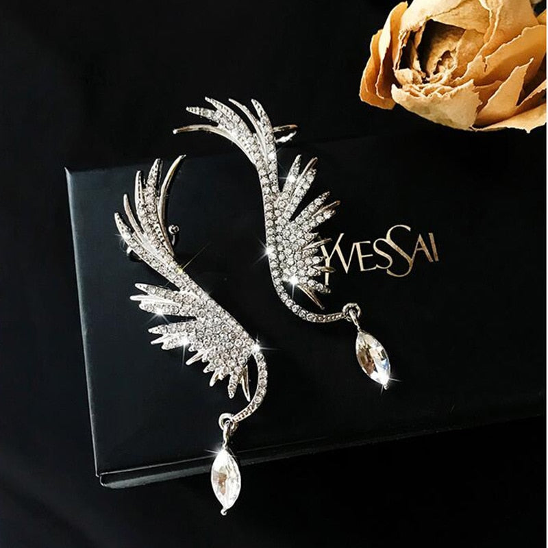 New Angel wings Rhinestone Hanging Dangle  Stud Earrings
