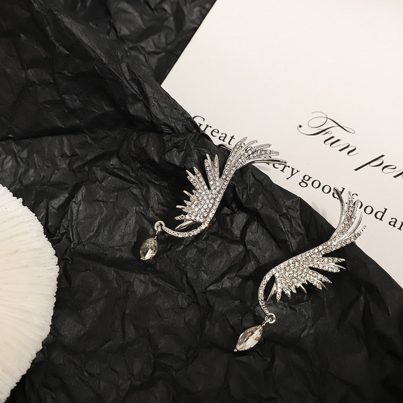 New Angel wings Rhinestone Hanging Dangle  Stud Earrings