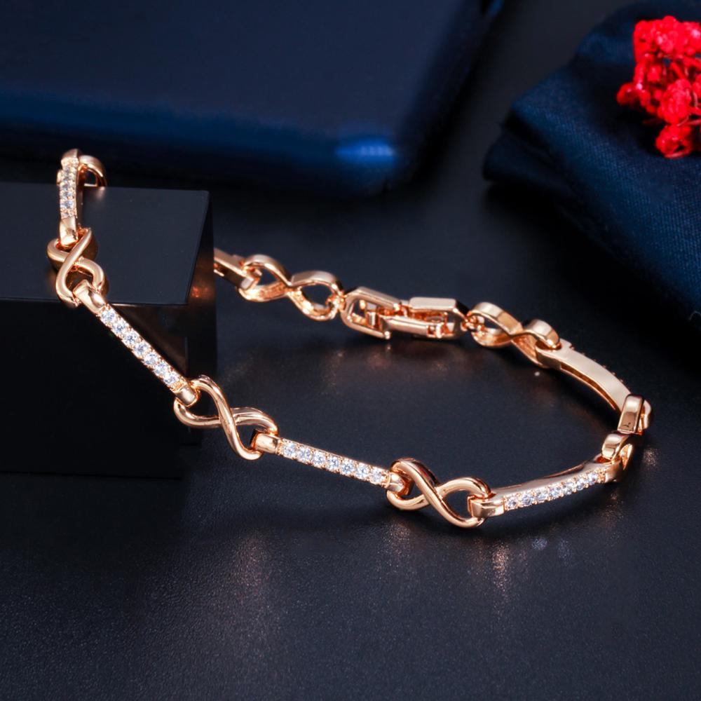 Gorgeous Cubic Zirconia Women Elegant X Cross Link Chain Bracelet Bangle