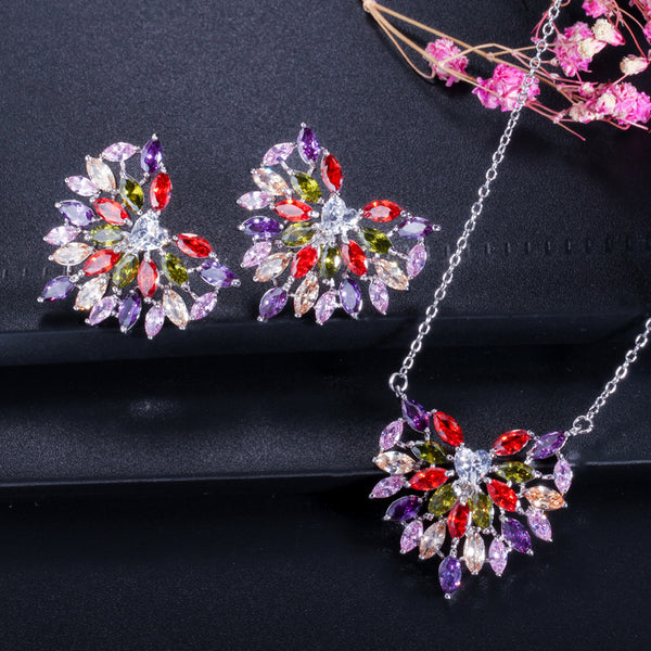 Conjuntos de joyas de moda con libélula grande de circonita cúbica para mujer