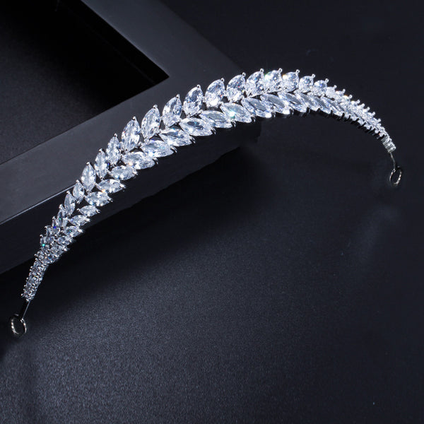 Big Marquise Shape Zirconia Stone Princess Queen Crowns Hair Jewelry