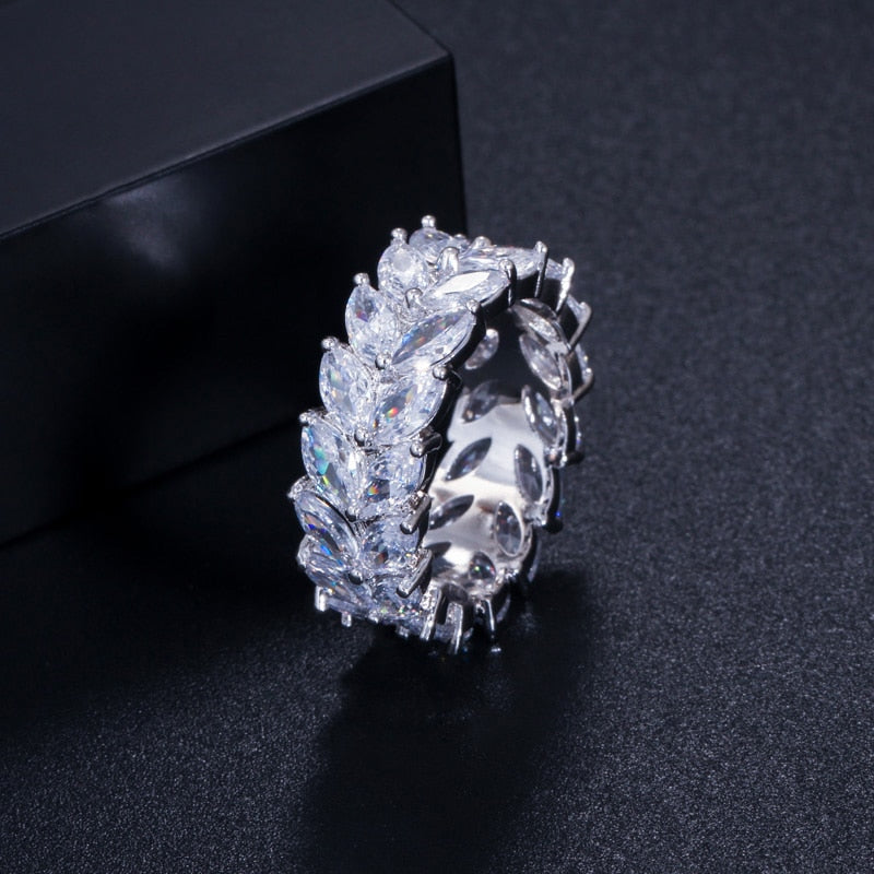 Brilliant Cubic Zircon Necklace Earrings Ring set