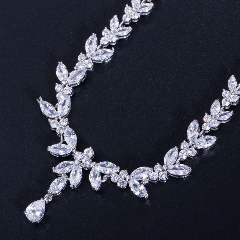 Brilliant Cubic Zircon Necklace Earrings Ring set