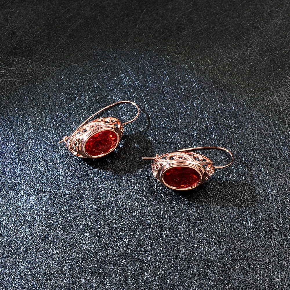 Red Color Crystal Round Jewelry Sets