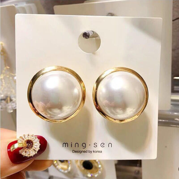 Pendientes de perlas blancas de imitación de joyería de moda