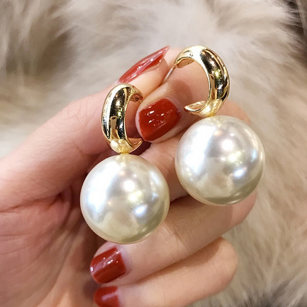 Fashion Korean Oversized Pearl Drop Earrings