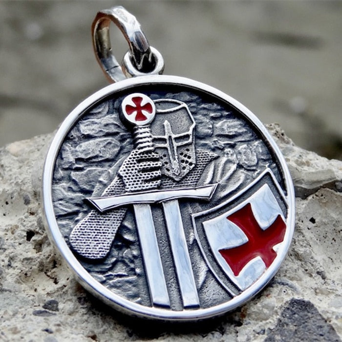 Knights Templar Cross Pendant Necklace 316L Stainless Steel Pendant for Men