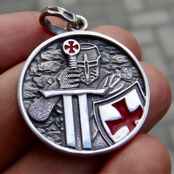 Knights Templar Cross Pendant Necklace 316L Stainless Steel Pendant for Men