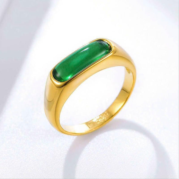 Green Stone ArtificialJade Rings Jewelry For Women