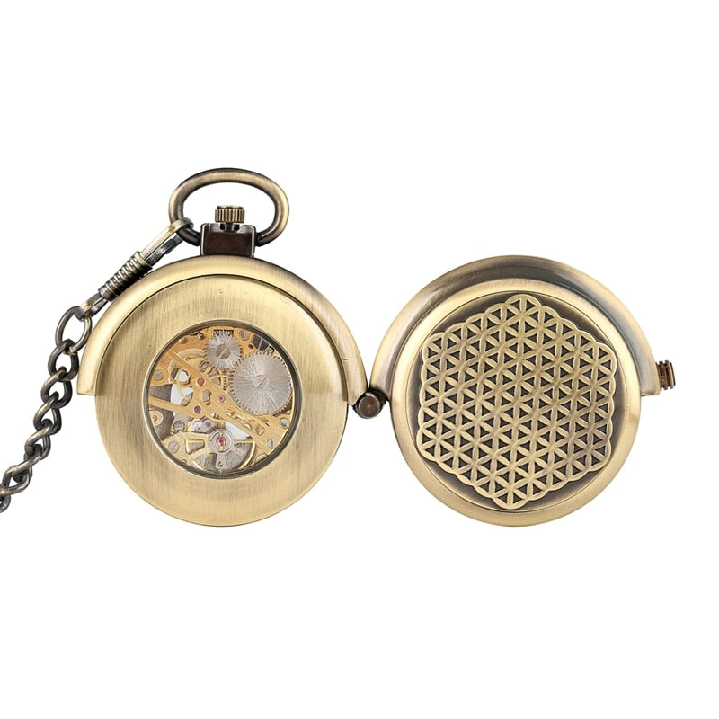 Retro Antique Hollow Cover Unique Double Turntable Capping Hand-Winding Watch