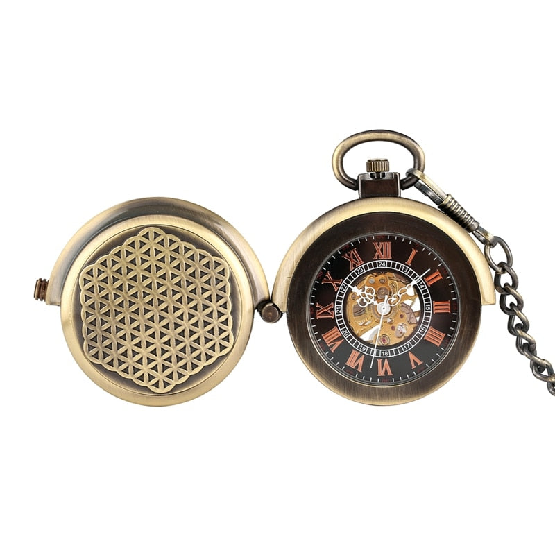Retro Antique Hollow Cover Unique Double Turntable Capping Hand-Winding Watch