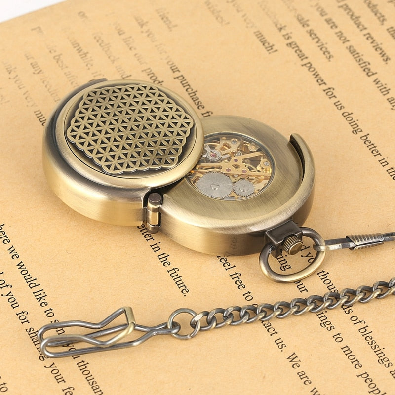 Retro Antique Hollow Cover Unique Double Turntable Capping Hand-Winding Watch