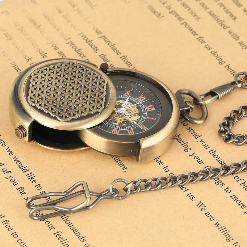 Retro Antique Hollow Cover Unique Double Turntable Capping Hand-Winding Watch