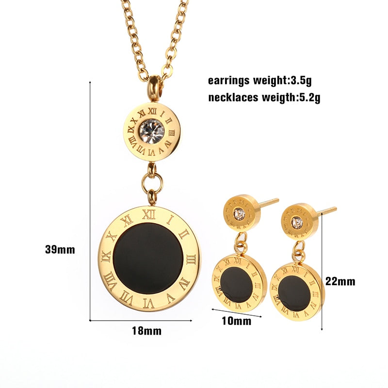 Vintage Gold Color Roman Numeral Wedding Jewelry Set