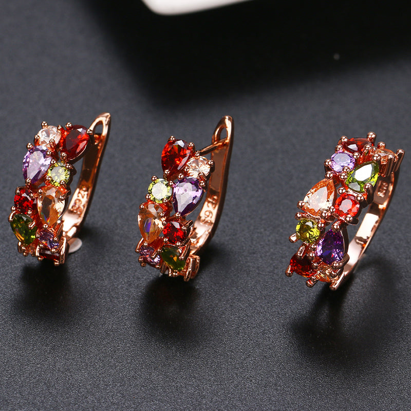 Fashion Multicolor Mona Lisa Ring Earrings Sets for Women