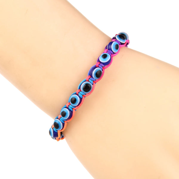 Pulsera turca hecha a mano con ojo de la suerte azul para mujer