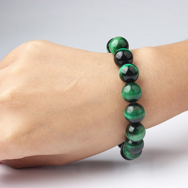 Pulseras de cuentas de ojo de tigre verde