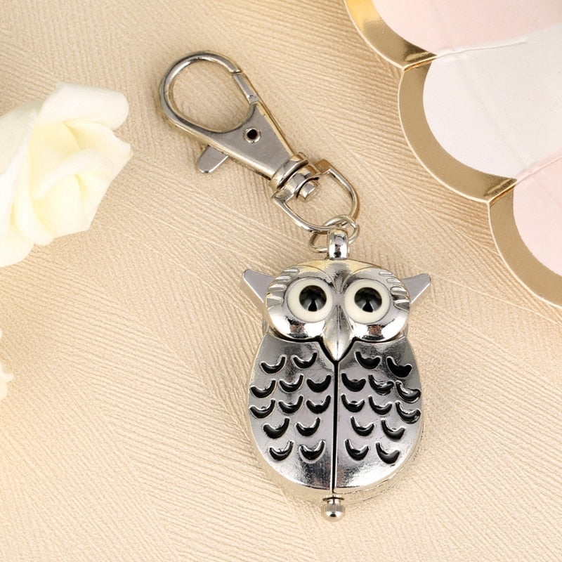 Bronze Cute Owl Keychains Pocket Watch