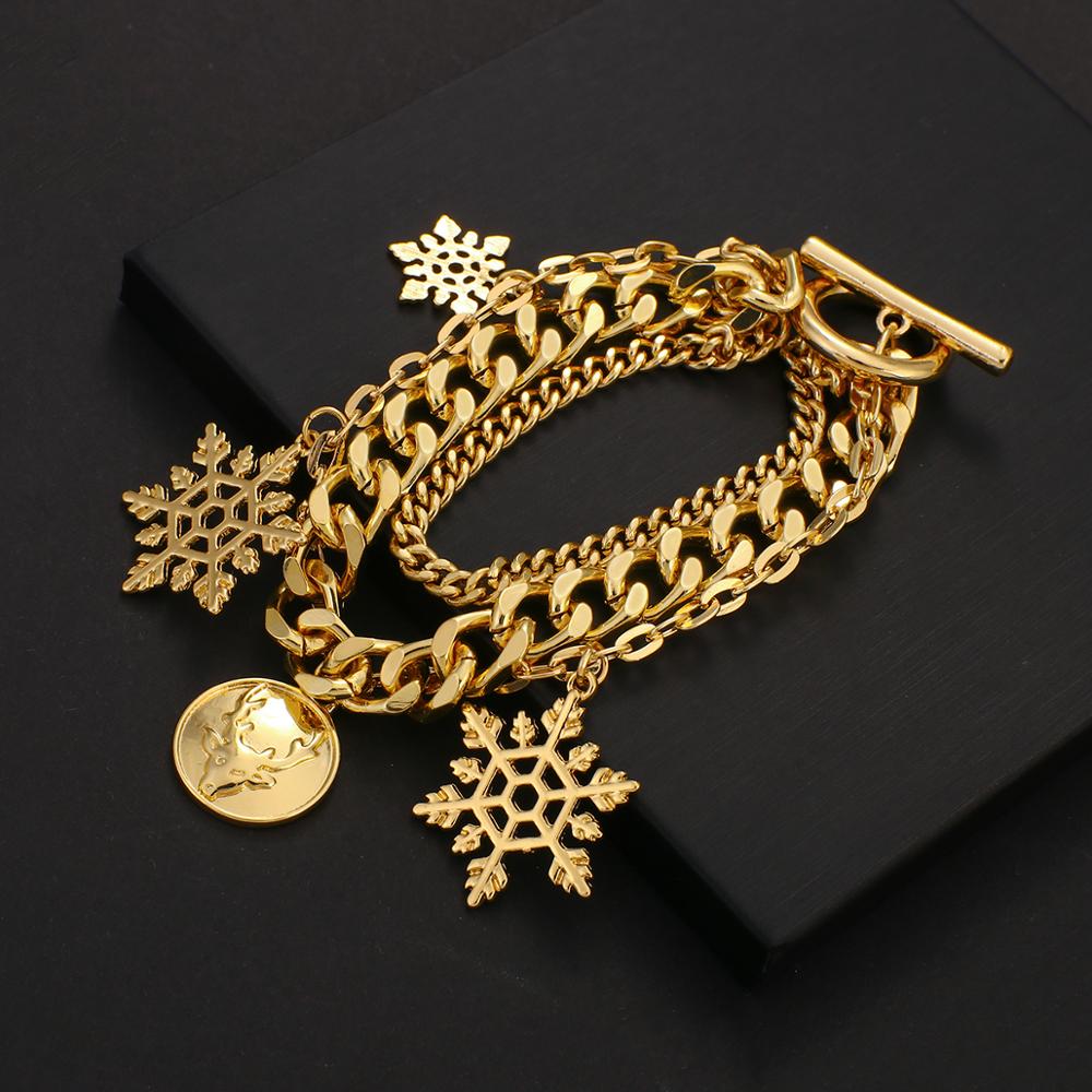 Personality Snowflake Elk Multilayer Charms Bracelets For Women